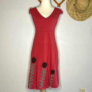 SYNERGY Organic Cotton boho yoga Sleeveless Fit 'n Flare Midi Dress SM